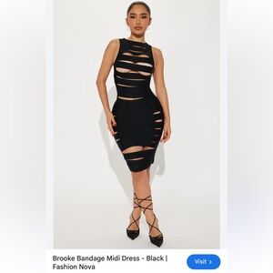 Fashion Nova Black Brooke bandage  Bodycon Dress